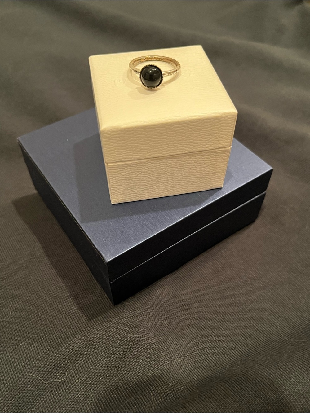 Gold Ring with Black Onyx Cabochon